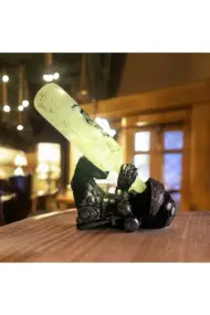 Gümüş Renkli Şövalye Figürlü Şarap Şişesi Tutucu Obje Ve Aydınlatma Şişesi Masa Üzeri Aplik - Görsel 3