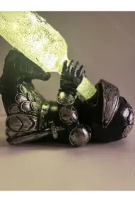 Gümüş Renkli Şövalye Figürlü Şarap Şişesi Tutucu Obje Ve Aydınlatma Şişesi Masa Üzeri Aplik - Görsel 4