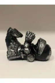 Gümüş Renkli Şövalye Figürlü Şarap Şişesi Tutucu Obje Ve Aydınlatma Şişesi Masa Üzeri Aplik - Görsel 8