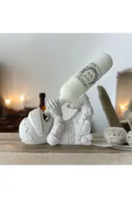 Şövalye Figürlü Şarap Şişesi Tutucu Obje Ve Aydınlatma Şişesi Masa Üzeri Aplik - Görsel 2