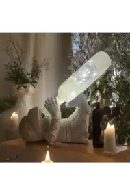 Şövalye Figürlü Şarap Şişesi Tutucu Obje Ve Aydınlatma Şişesi Masa Üzeri Aplik - Görsel 3