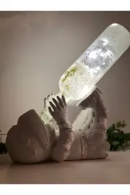 Şövalye Figürlü Şarap Şişesi Tutucu Obje Ve Aydınlatma Şişesi Masa Üzeri Aplik - Görsel 5