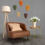 El Yapımı Abstract (soyut) Duvar Dekorasyon Maskları (maskeleri) 5'li Set