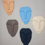 El Yapımı Minimalist Tasarım Duvar Dekorasyon Maskları (MASKELERİ) 5'li Set