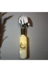 El Yapımı Heykel El Dekorlu Led Işıklı Buzlu Cam Şarap Şişesi Aplik