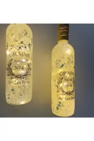 El Yapımı Heykel El Dekorlu Led Işıklı Buzlu Cam Şarap Şişesi Aplik 2'li Set - Görsel 7