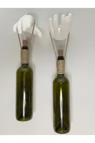El Yapımı Heykel El Dekorlu Led Işıklı Yeşil Şarap Şişesi Aplik 2'li Set - Görsel 6