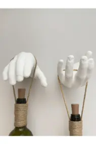 El Yapımı Heykel El Dekorlu Led Işıklı Yeşil Şarap Şişesi Aplik 2'li Set - Görsel 7