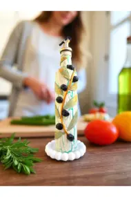 500 ML Kil Kabartma Uygulama Akdeniz ve Ege Dokunuşu El Yapımı Zeytinyağı & Üzüm Sirke Şişeleri, Ya - Görsel 2