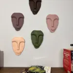 Özel Tasarım Dekoratif Duvar Maskeleri 5'li Set, Ev Dekoru, Kahverengi Dekor