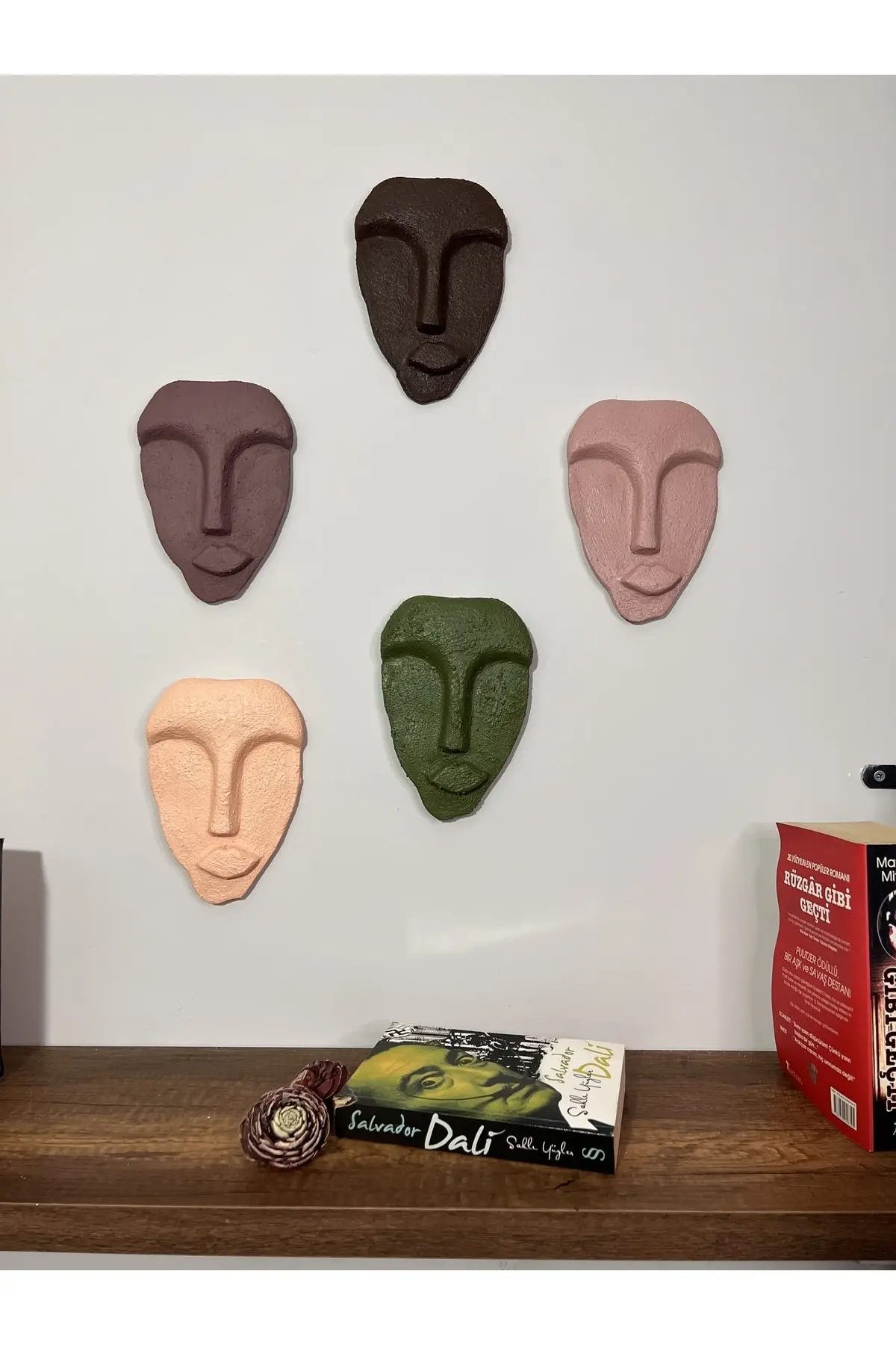 93210213210213-img-1_org_zoom Özel Tasarım Dekoratif Duvar Maskeleri 5'li Set, Ev Dekoru, Kahverengi Dekor - Görsel 1