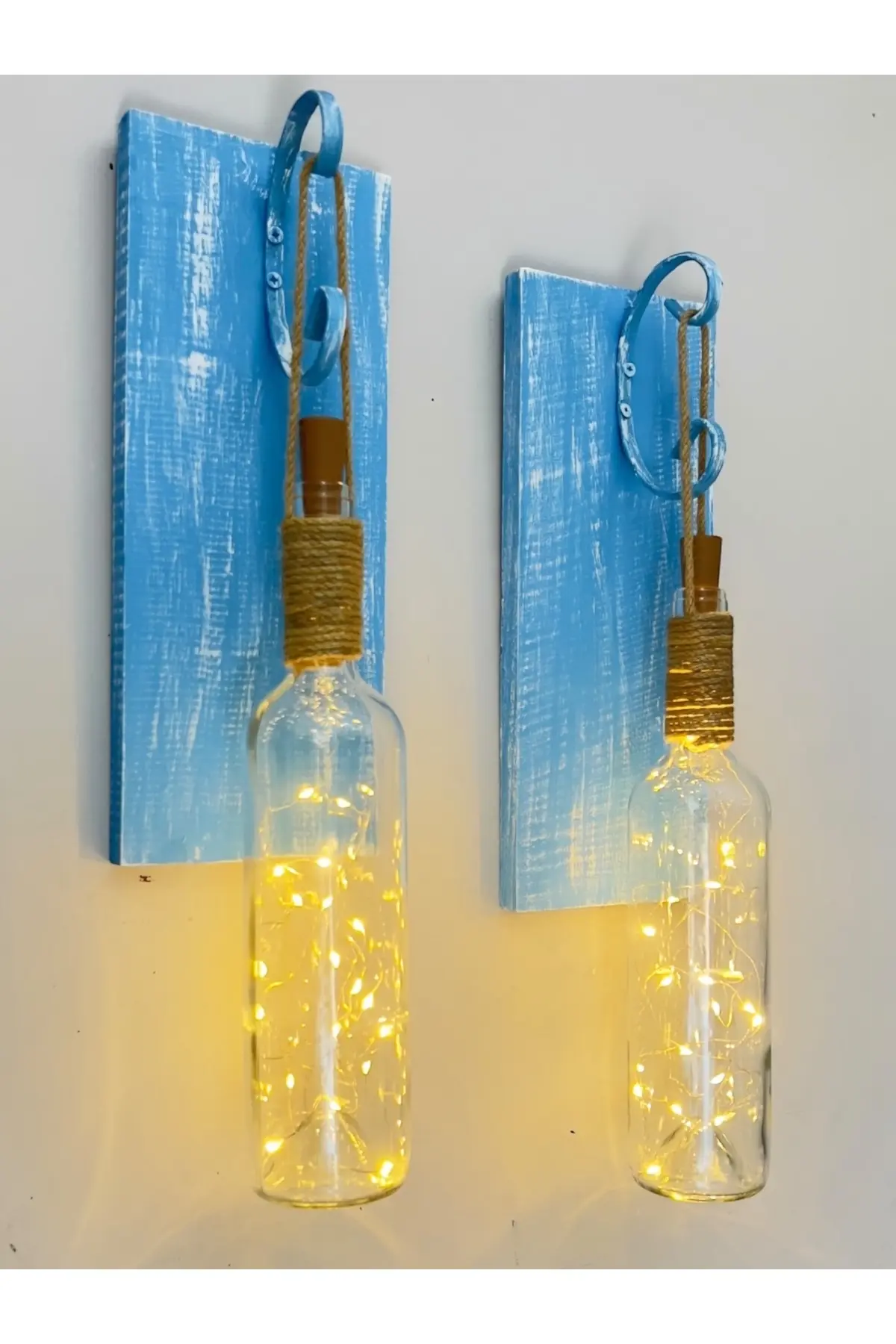 34128794561210-img-1_org_zoom Mavi Tıpa Peri Led Işıklı Şarap Şişesi Duvar Aplik 2li Set, Ev Dekor, Bahçe Dekor,bar Dekor - Görsel 1