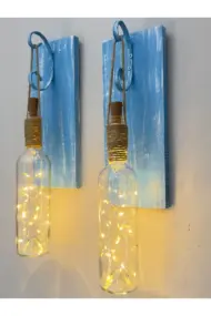 Mavi Tıpa Peri Led Işıklı Şarap Şişesi Duvar Aplik 2li Set, Ev Dekor, Bahçe Dekor,bar Dekor - Görsel 3