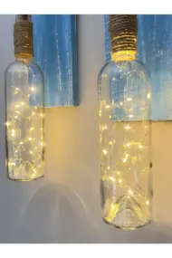 Mavi Tıpa Peri Led Işıklı Şarap Şişesi Duvar Aplik 2li Set, Ev Dekor, Bahçe Dekor,bar Dekor - Görsel 4