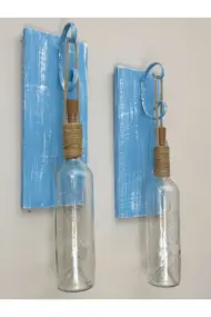 Mavi Tıpa Peri Led Işıklı Şarap Şişesi Duvar Aplik 2li Set, Ev Dekor, Bahçe Dekor,bar Dekor - Görsel 5