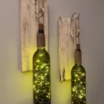 Tıpa Peri Led Işıklı Krem Kahve Retro Yeşil Şarap Şişesi Duvar Aplik 2'li Set