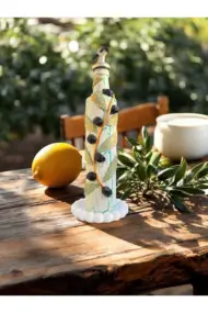 500 ML Kil Kabartma Uygulama Akdeniz ve Ege Dokunuşu El Yapımı Zeytinyağı & Üzüm Sirke Şişeleri, Ya - Görsel 5