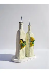 500 ml El Yapımı Limon ve Üzüm Desenli 2’li Cam Yağdanlık Sosluk Seti – Dekoratif Tasarım Mutfak - Görsel 5