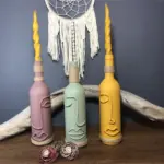 El Yapımı Dekoratif Şarap Şişeleri 3 'lü Set (ÇİÇEK İÇİN VAZO, MUM İÇİN ŞAMDAN VEYA YALNIZCA DEKOR)