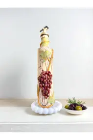 500 ML Kil Kabartma Uygulama Akdeniz -Ege Dokunuşu El Yapımı Zeytinyağı & Üzüm Sirke Şişe, Yağdanlık