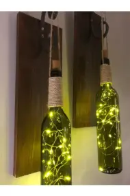 Led Işıklı Ceviz Renkli Duvar Aplik 2'li Set - Görsel 3