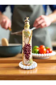 500 ML Kil Kabartma Uygulama Akdeniz -Ege Dokunuşu El Yapımı Zeytinyağı & Üzüm Sirke Şişe, Yağdanlık - Görsel 2