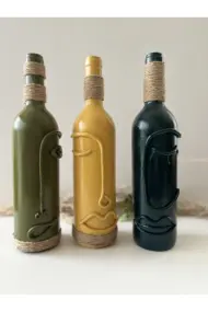 El Yapımı Dekoratif Şişeler 3 'lü Set