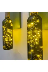 Led Işıklı Yeşil Ahşap Renkli Retro Şarap Şişesi Duvar Aplik 2'li Set - Görsel 7