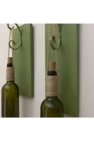 Led Işıklı Yeşil Ahşap Renkli Retro Şarap Şişesi Duvar Aplik 2'li Set - Görsel 8