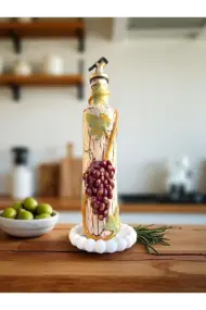 500 ML Kil Kabartma Uygulama Akdeniz -Ege Dokunuşu El Yapımı Zeytinyağı & Üzüm Sirke Şişe, Yağdanlık - Görsel 5