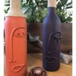 Turuncu ve Mor El Yapımı Dekoratif Şişeler 2 Li