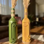 El Yapımı Dekoratif Şarap Şişeleri 2'li Set