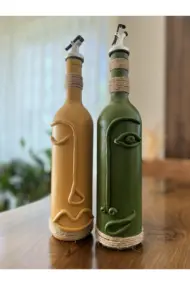 El Yapımı Dekoratif Şarap Şişeleri 2'li Set - Görsel 3