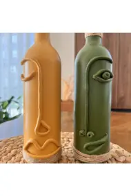 El Yapımı Dekoratif Şarap Şişeleri 2'li Set - Görsel 5