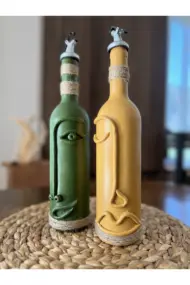 El Yapımı Dekoratif Şarap Şişeleri 2'li Set - Görsel 6