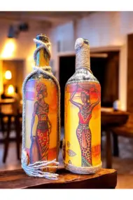El Yapımı Dekoratif Şişeler 2'li Set