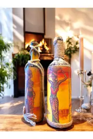 El Yapımı Dekoratif Şişeler 2'li Set - Görsel 2