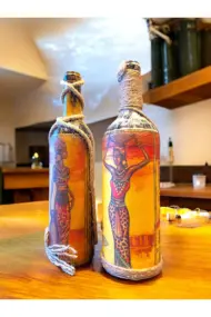 El Yapımı Dekoratif Şişeler 2'li Set - Görsel 6