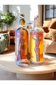 El Yapımı Dekoratif Şişeler 2'li Set - Görsel 8