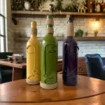 El Yapımı Dekoratif Vazo Şamdan Şarap Şişeleri 3'lü Set