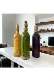 El Yapımı Dekoratif Vazo Şamdan Şarap Şişeleri 3'lü Set - Görsel 2