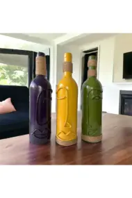 El Yapımı Dekoratif Vazo Şamdan Şarap Şişeleri 3'lü Set - Görsel 5