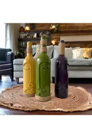 El Yapımı Dekoratif Vazo Şamdan Şarap Şişeleri 3'lü Set - Görsel 6