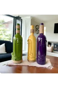 El Yapımı Dekoratif Vazo Şamdan Şarap Şişeleri 3'lü Set - Görsel 7