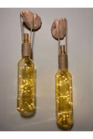 El Figürlü Duvar Lambası – PİLLİ LED Işıklı Dekoratif Vitray Boyalı Cam Şişe Aydınlatma | Vintage E - Görsel 2