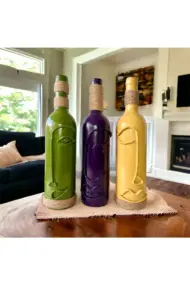 El Yapımı Dekoratif Vazo Şamdan Şarap Şişeleri 3'lü Set - Görsel 8