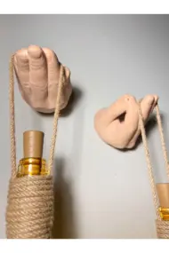 El Figürlü Duvar Lambası – PİLLİ LED Işıklı Dekoratif Vitray Boyalı Cam Şişe Aydınlatma | Vintage E - Görsel 3