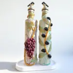 El yapımı Kil Kabartma Uygulama Ege Dokunuşu El Yapımı Zeytin & Üzüm Şişeleri, Yağdanlık, Sosluk