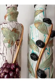 El yapımı Kil Kabartma Uygulama Ege Dokunuşu El Yapımı Zeytin & Üzüm Şişeleri, Yağdanlık, Sosluk - Görsel 8