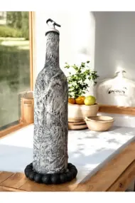 El Yapımı Antik Yüz Figürlü Yağdanlık, Sosluk, Sirkelik Cam Şişe Üzeri Taş Doku, Sunum Standlı - Görsel 5